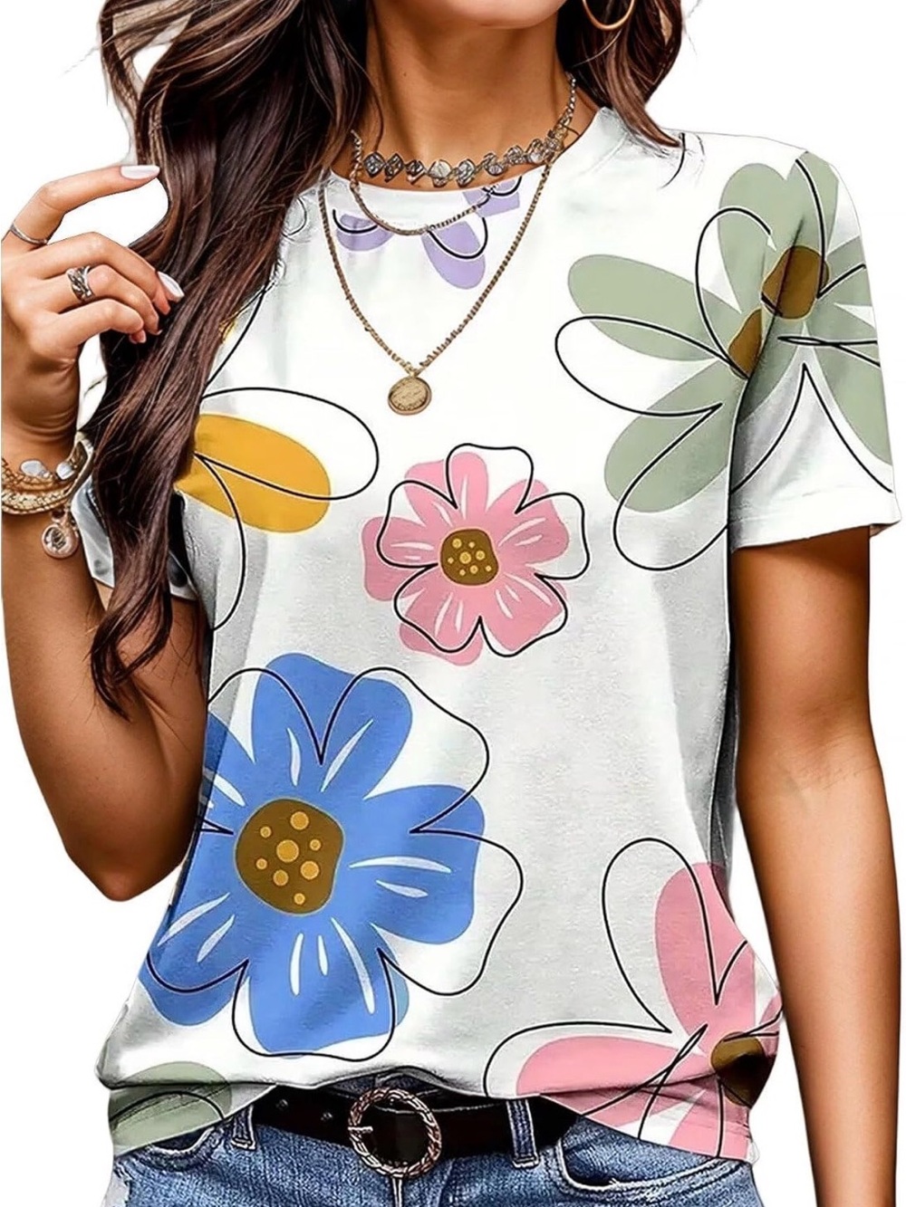Flamingals Womens Tops Short Sleeve Cute Summer Shirts S FG30-25